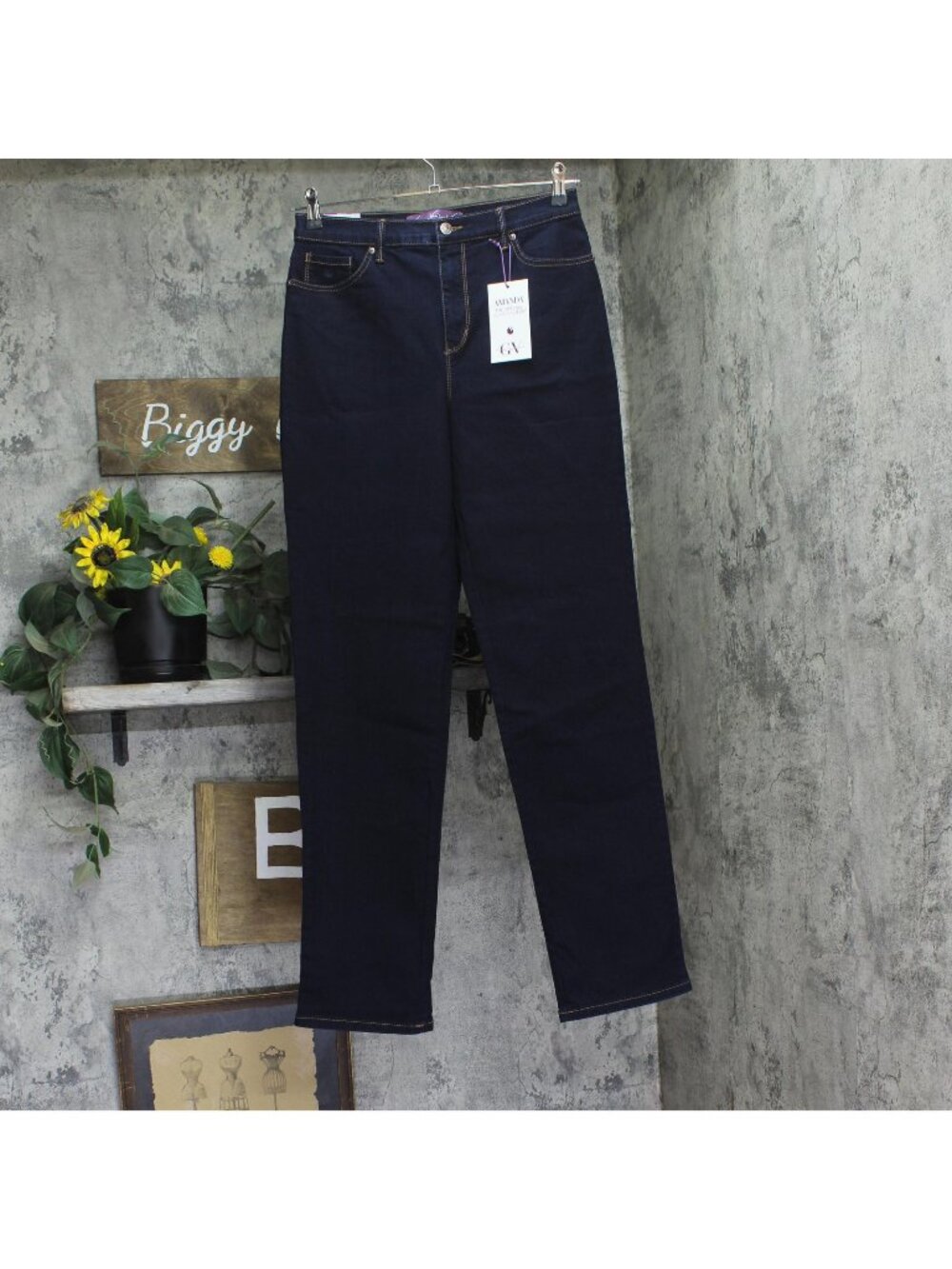 Gloria Vanderbilt Classic High-Rise Tapered Jeans Rinse Noir Blue 8 Long